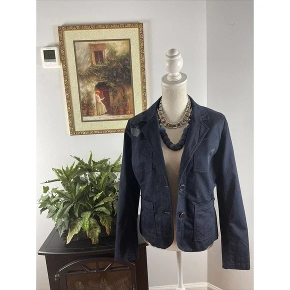 7th Avenue Design Studio New York & Co Blazer Jacket Women's Size M Blue Lined - Picture 2 of 12